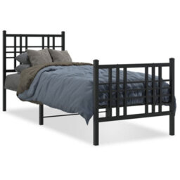 Berkfield Metal Bed Frame Without Mattress With Footboard Black 80X200Cm - thumbnail 2