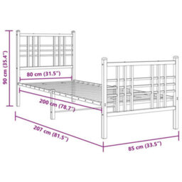 Berkfield Metal Bed Frame Without Mattress With Footboard Black 80X200Cm - thumbnail 8
