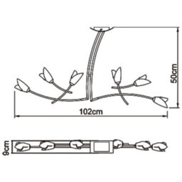 Luminosa Lighting Luminosa Pietra Linear Pendant 2 Arm 6 Light G9, Polished Chrome - thumbnail 6