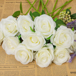12 Artificial Roses, Decorative Artificial Flowers, Fake Silk Roses For Wedding Parties, Indoor And Outdoor Use - thumbnail 3