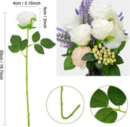 12 Artificial Roses, Decorative Artificial Flowers, Fake Silk Roses For Wedding Parties, Indoor And Outdoor Use - thumbnail 2