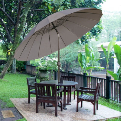 Outsunny 2.5M Round Curved Adjustable Parasol Sun Umbrella Metal Pole Grey - image 1