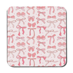 Benjamin Tate Design Bow Pattern Placemat And Coaster Set With Wooden Base In Pink Tones Limited Edition - thumbnail 3