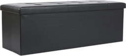 Storage Ottoman Padded Foldable Bench Chest With Lid Holds Up To 100 Kg For Bedroom Room Black Faux Leather 110Cm X 38 Cm X 38 Cm - thumbnail 2