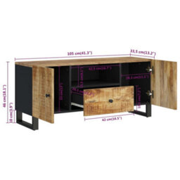 Berkfield Tv Cabinet 105X33.5X46 Cm Solid Wood Mango&engineered Wood - thumbnail 9