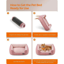 Washable Linen Look Pet Bed With Raised Edges And Non-Slip Base, Dog Sofa Bed, Jelly Pink - thumbnail 7