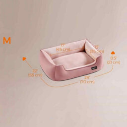 Washable Linen Look Pet Bed With Raised Edges And Non-Slip Base, Dog Sofa Bed, Jelly Pink - thumbnail 2