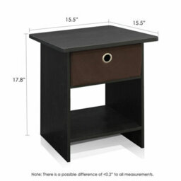 Walplus Furinno Dario End Table/ Night Stand Storage Shelf With Bin Drawer, Espresso/brown, Set Of 2 - thumbnail 3
