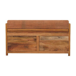 Artisan Furniture Solid Wood Oxford Oak-Ish Storage Bench,  2 Drawers, Light Brown - thumbnail 9