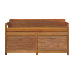 Artisan Furniture Solid Wood Oxford Oak-Ish Storage Bench,  2 Drawers, Light Brown - thumbnail 2