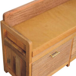 Artisan Furniture Solid Wood Oxford Oak-Ish Storage Bench,  2 Drawers, Light Brown - thumbnail 6