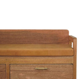 Artisan Furniture Solid Wood Oxford Oak-Ish Storage Bench,  2 Drawers, Light Brown - thumbnail 5