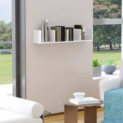 Homcom Wooden Wall-Mounted Storage Media Display Shelf Center Rack, White - image 1