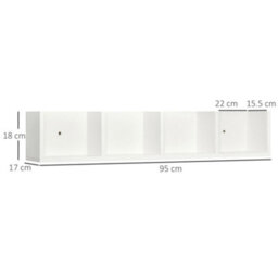 Homcom Wooden Wall-Mounted Storage Media Display Shelf Center Rack, White - thumbnail 3