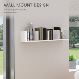 Homcom Wooden Wall-Mounted Storage Media Display Shelf Center Rack, White - thumbnail 4