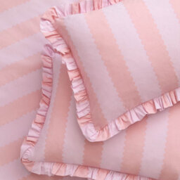 Wylder Birdie Stripe Ruffle Pillowcase Pair, Pink/raspberry, 50 X 75Cm