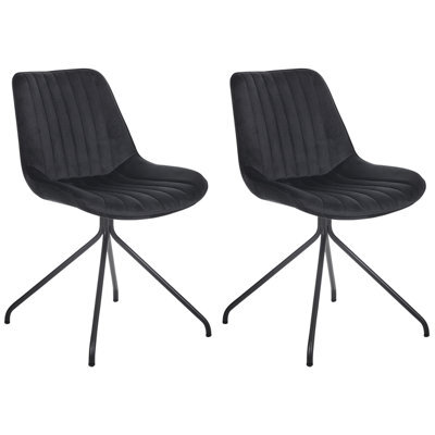 Beliani Set Of 2 Dining Chairs Navasota Velvet Black - image 1