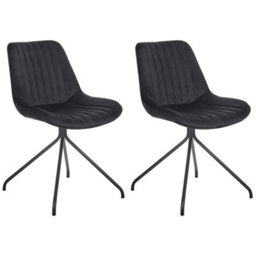Beliani Set Of 2 Dining Chairs Navasota Velvet Black - thumbnail 1