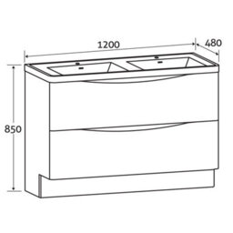 Plum&clay Eden Gloss White Floor Standing Vanity Unit With Ceramic Basin (W)1200mm - thumbnail 8