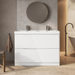 Plum&clay Eden Gloss White Floor Standing Vanity Unit With Ceramic Basin (W)1200mm - thumbnail 1