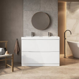 Plum&clay Eden Gloss White Floor Standing Vanity Unit With Ceramic Basin (W)1200mm - thumbnail 2