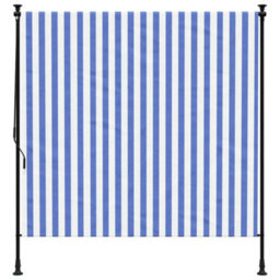 Berkfield Outdoor Roller Blind Blue And White 150X270 Cm Fabric&steel - thumbnail 3