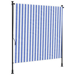 Berkfield Outdoor Roller Blind Blue And White 150X270 Cm Fabric&steel - thumbnail 2