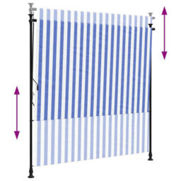 Berkfield Outdoor Roller Blind Blue And White 150X270 Cm Fabric&steel - thumbnail 6