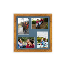 AK Frames 12X12 Rustic Oak Modern Multi Photo Frame With Pompadour Mount - Holds 4 Apertures (4X) 6X4 Photos - thumbnail 1