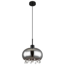 Luminosa Lighting Luminosa Corry 28Cm Pendant Ceiling Light Matt Black Smoke Glass Shade 1X E27 - thumbnail 2