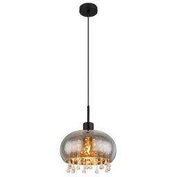 Luminosa Lighting Luminosa Corry 28Cm Pendant Ceiling Light Matt Black Smoke Glass Shade 1X E27 - thumbnail 1