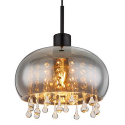 Luminosa Lighting Luminosa Corry 28Cm Pendant Ceiling Light Matt Black Smoke Glass Shade 1X E27 - thumbnail 3