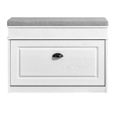 Sobuy Fsr82-L-Wg, Shoe Storage Bench With Seat Cushion Narrow Shoe Cabinet With Flip Drawer & 2-Tier Rack,w75Xd23.8Xh54 - image 1