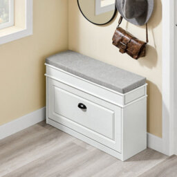 Sobuy Fsr82-L-Wg, Shoe Storage Bench With Seat Cushion Narrow Shoe Cabinet With Flip Drawer & 2-Tier Rack,w75Xd23.8Xh54 - thumbnail 5
