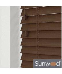 80Cm Chocolate Faux Wood Venetian With Strings 120Cm Drop