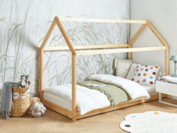 Beliani Kids Bed House Pine Wood Tosse 90 X 200 Cm (Eu Single) Light Brown - thumbnail 2