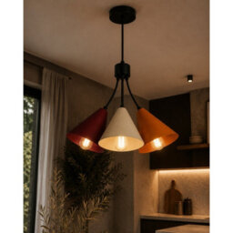 Luminosa Lighting Luminosa Sora Cluster Pendant Ceiling Light Burgundy, Beige, Orange 3X E27 - thumbnail 3