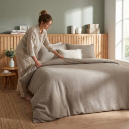Honeycomb Waffle Duvet Cover Set Soft Textured Stripe Bedding Set With Matching Pillowcases Elegant Quilt Cover - thumbnail 2