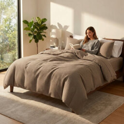 Honeycomb Waffle Duvet Cover Set Soft Textured Stripe Bedding Set With Matching Pillowcases Elegant Quilt Cover - thumbnail 3