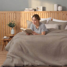 Honeycomb Waffle Duvet Cover Set Soft Textured Stripe Bedding Set With Matching Pillowcases Elegant Quilt Cover - thumbnail 4