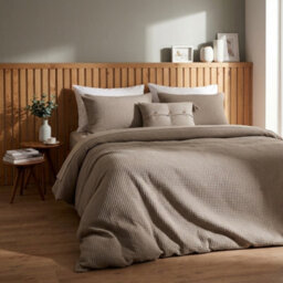 Honeycomb Waffle Duvet Cover Set Soft Textured Stripe Bedding Set With Matching Pillowcases Elegant Quilt Cover - thumbnail 1