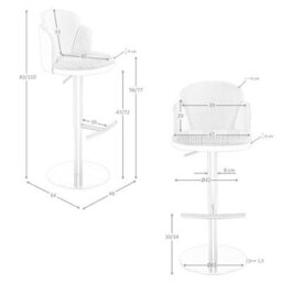 Angel Cerda Swivel Stool In Dark Green And White Fabric And Olive Green Leatherette - thumbnail 8