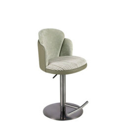 Angel Cerda Swivel Stool In Dark Green And White Fabric And Olive Green Leatherette - thumbnail 7