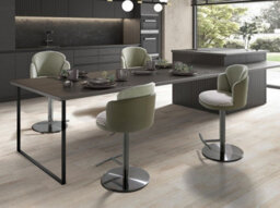 Angel Cerda Swivel Stool In Dark Green And White Fabric And Olive Green Leatherette - thumbnail 4