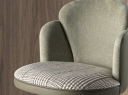 Angel Cerda Swivel Stool In Dark Green And White Fabric And Olive Green Leatherette - thumbnail 5