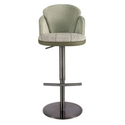 Angel Cerda Swivel Stool In Dark Green And White Fabric And Olive Green Leatherette - thumbnail 2