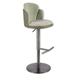 Angel Cerda Swivel Stool In Dark Green And White Fabric And Olive Green Leatherette