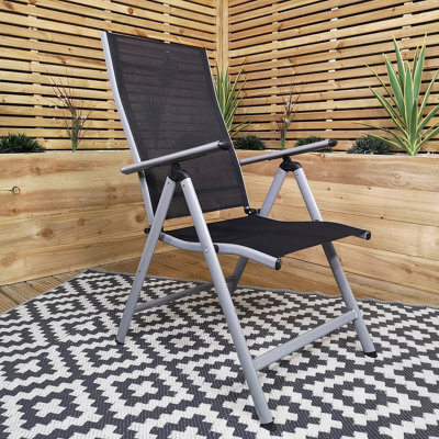 Samuel Alexander Outdoor Garden Patio Multi Position Reclining Folding Chair In Black And Silver - image 1