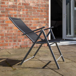Samuel Alexander Outdoor Garden Patio Multi Position Reclining Folding Chair In Black And Silver - thumbnail 5