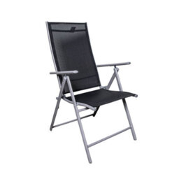 Samuel Alexander Outdoor Garden Patio Multi Position Reclining Folding Chair In Black And Silver - thumbnail 7